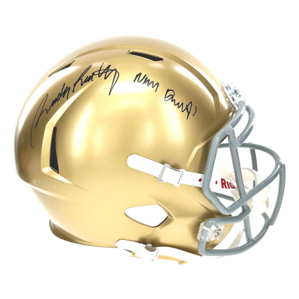 Rudy Ruettiger Notre Dame Autographed Inscribed "Never Quit" Full Size Helmet BAS COA Signed