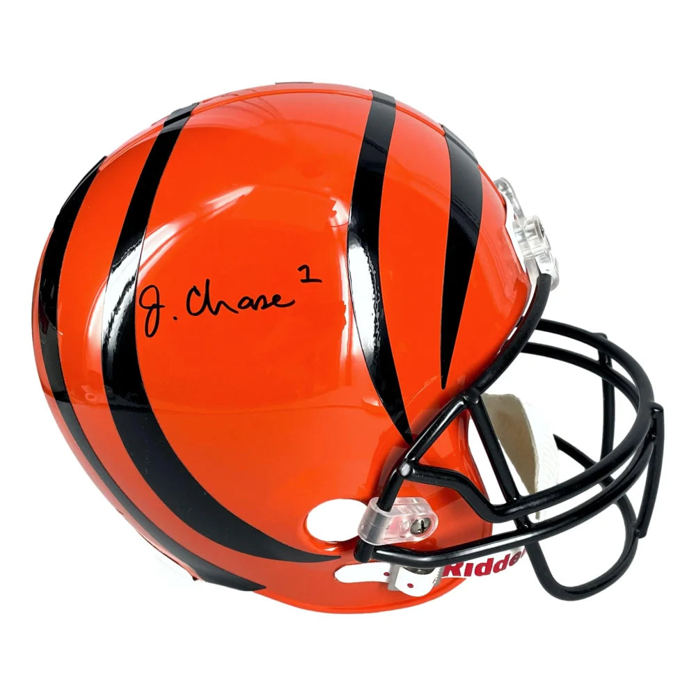 Ja'Marr Chase Autographed Cincinnati Bengals Full Size Helmet BAS COA Signed