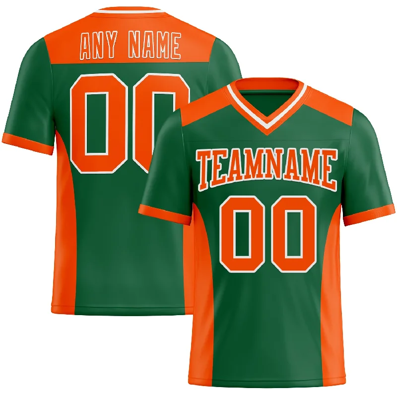 Custom Kelly Green Orange-White Mesh Authentic Football Jersey