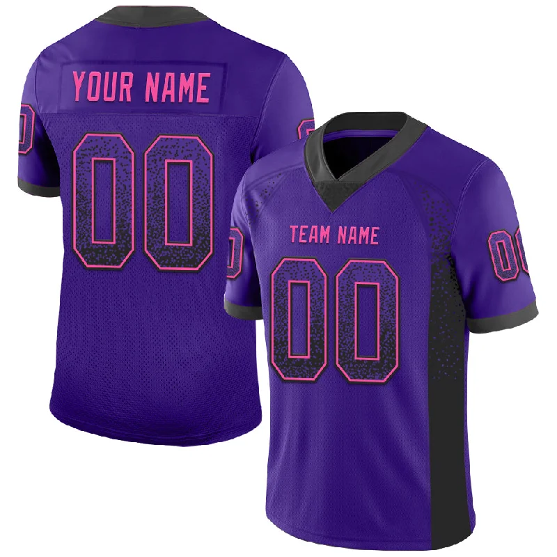 Custom Purple Black-Pink Mesh Drift Fashion Football Jersey