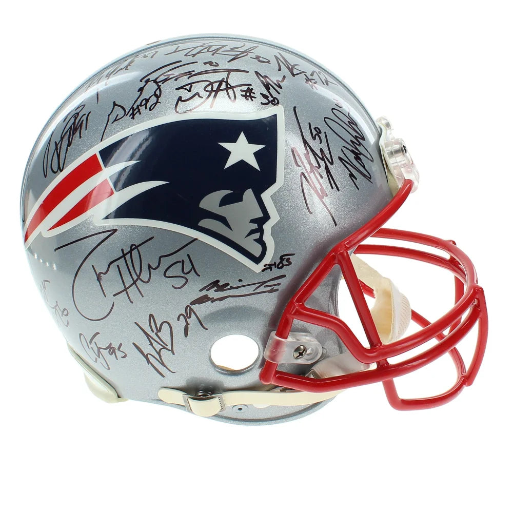 2015-16 New England Patriots Team Signed Helmet JSA COA Tom Brady Gronkowski +33