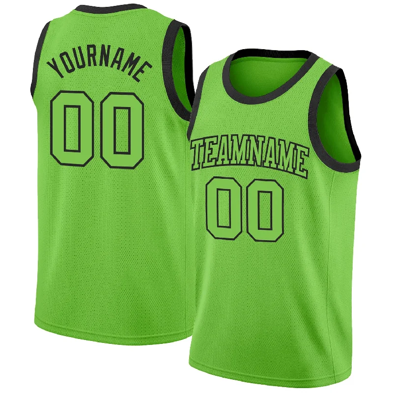 Custom Neon Green Neon Green-Black Authentic Basketball Jersey