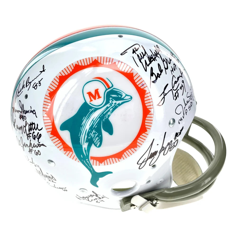 1972 Miami Dolphins Team Signed Full Size TK Helmet JSA COA 72 Griese Csonka Scott +24