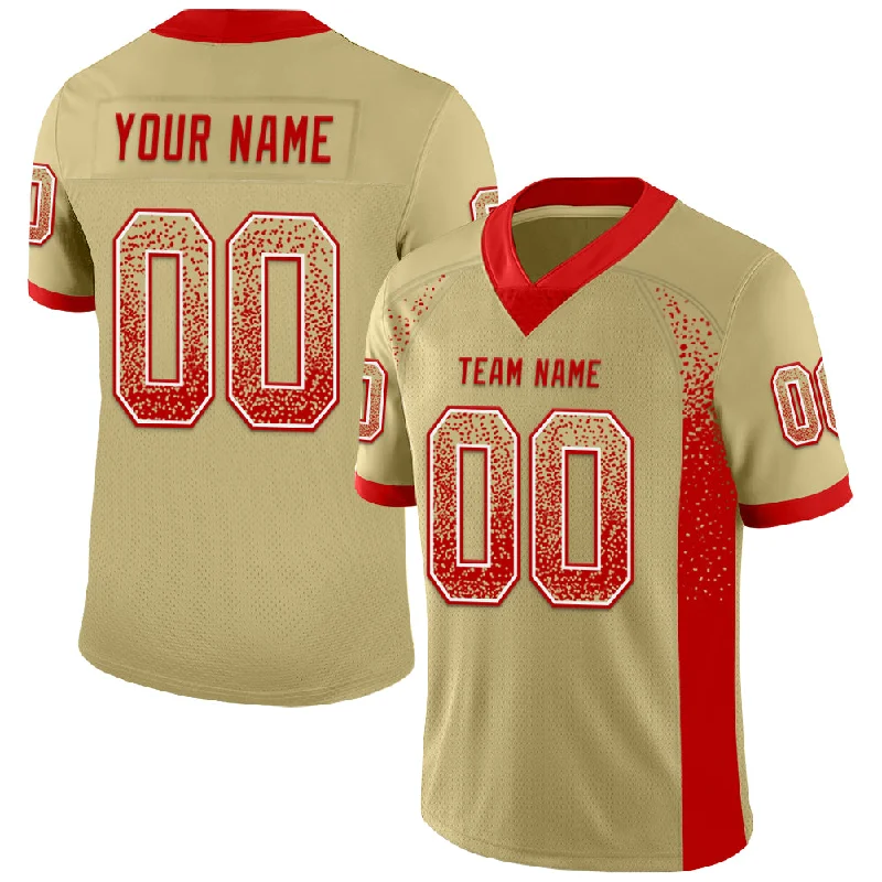 Custom Vegas Gold Red-White Mesh Drift Fashion Football Jersey