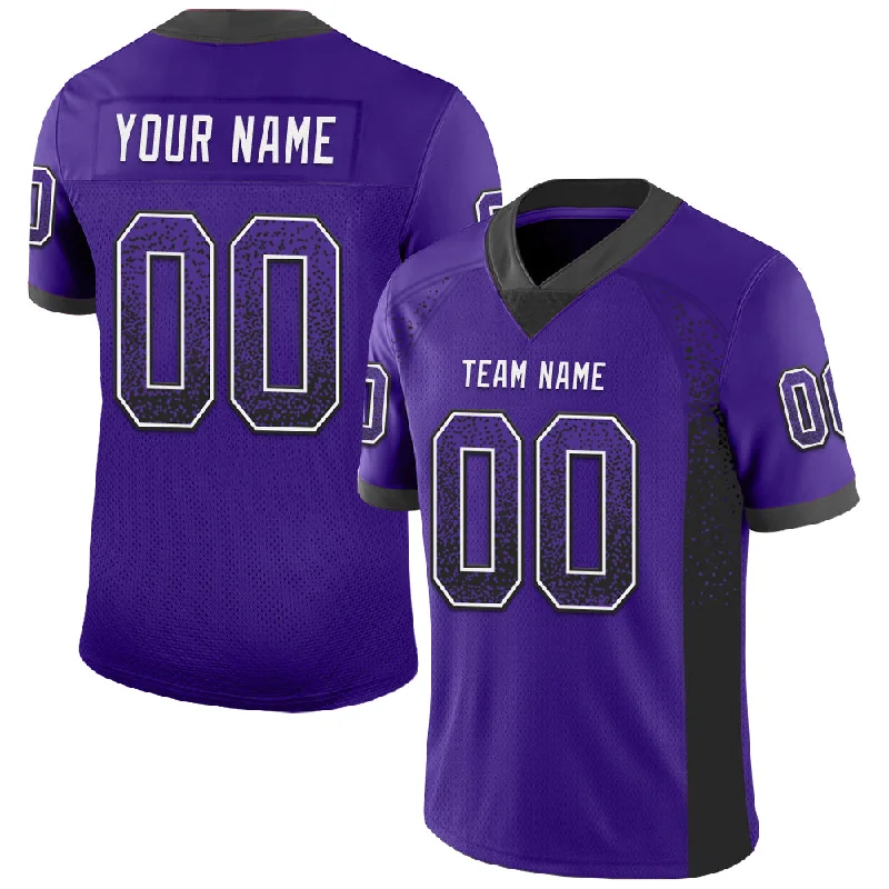 Custom Purple Black-White Mesh Drift Fashion Football Jersey