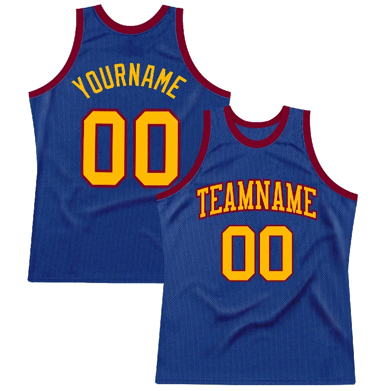 Custom Royal Gold-Maroon Authentic Throwback Basketball Jersey