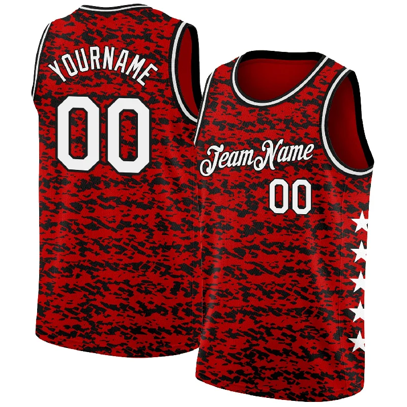 Custom Red White-Black Authentic City Edition Basketball Jersey