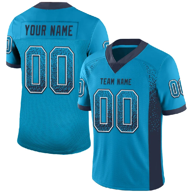 Custom Panther Blue Navy-White Mesh Drift Fashion Football Jersey