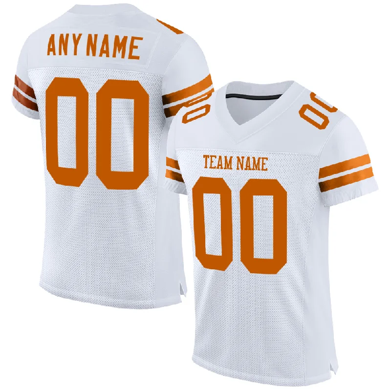 Custom White Texas Orange Mesh Authentic Football Jersey