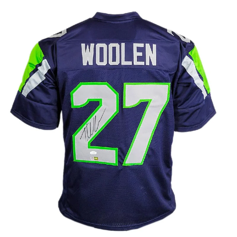 Tariq Woolen Signed Seattle Blue Football Jersey (JSA)