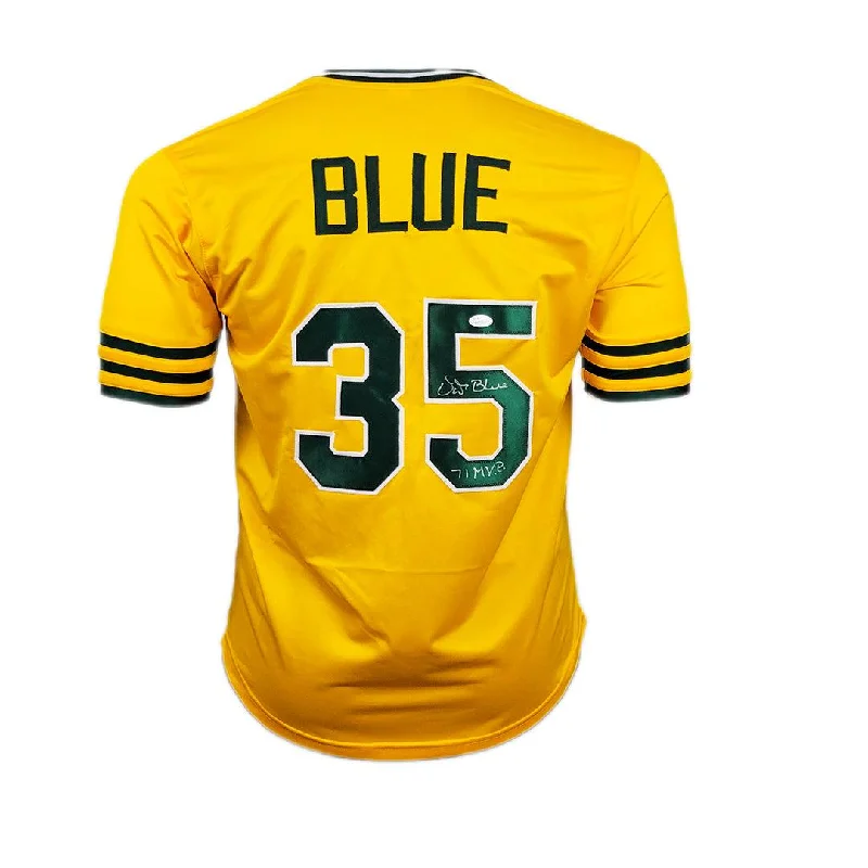 Vida Blue Signed MVP 71 Inscription Oakland Yellow Baseball Jersey (JSA)