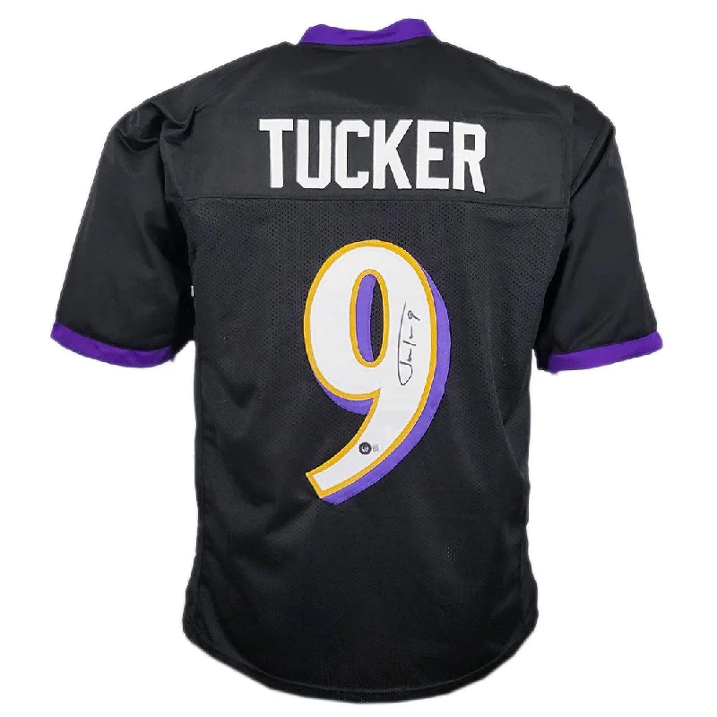 Justin Tucker Signed Baltimore Pro Black Football Jersey (Beckett)