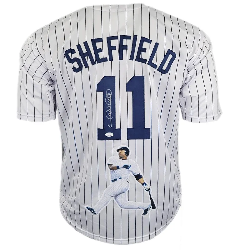 Gary Sheffield Signed New York Pinstripe Decal Baseball Jersey (JSA)