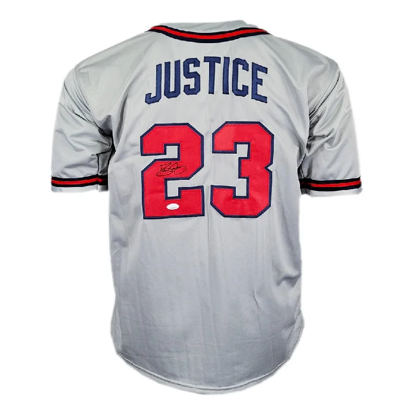 David Justice Signed Atlanta Grey Baseball Jersey (JSA)