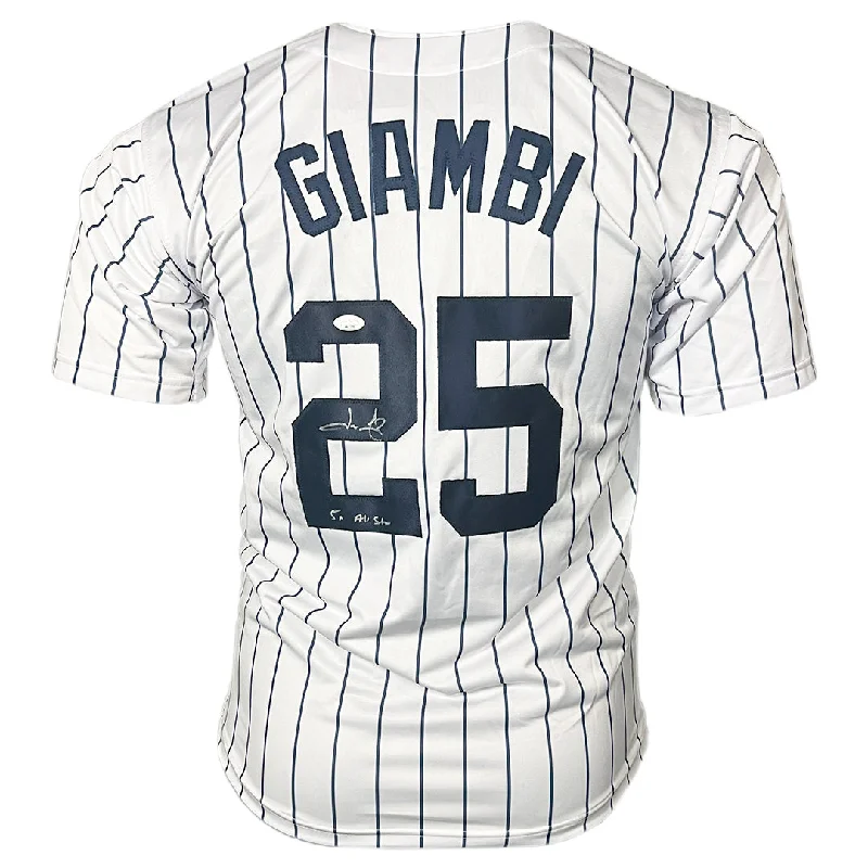 Jason Giambi Signed 5x All Star Inscription New York Pinstripe Baseball Jersey (JSA)