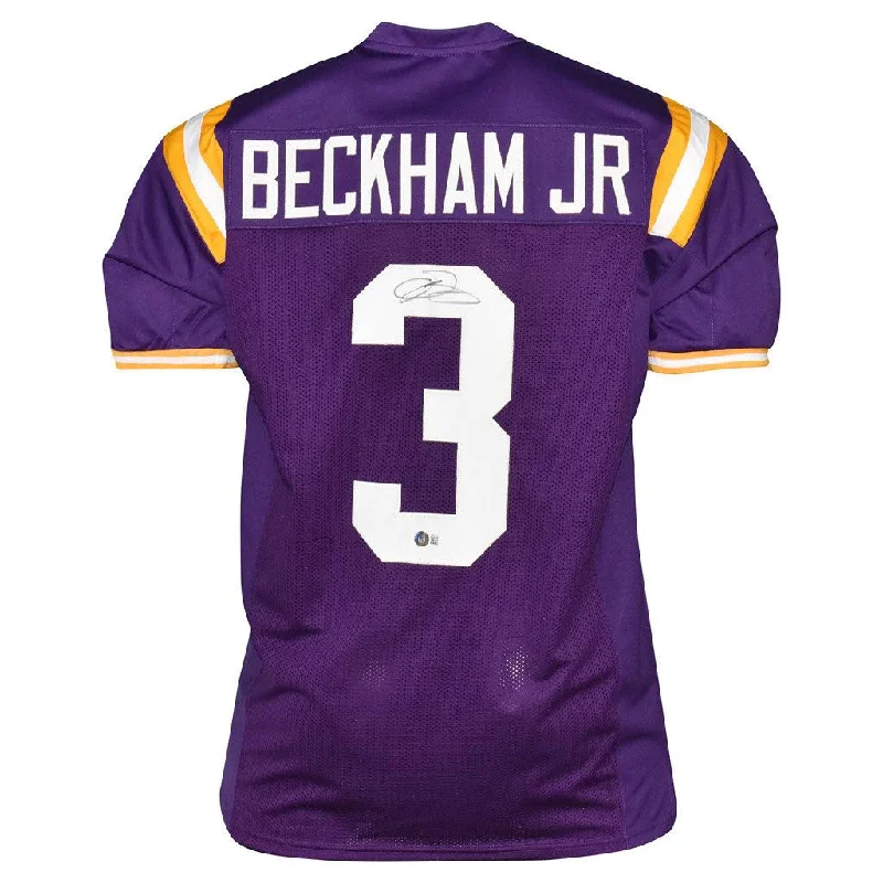 Odell Beckham Jr Signed LSU College Purple Football Jersey (Beckett)