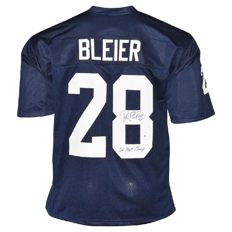 Rocky Bleier Signed 66 Natl Champs Inscription Notre Dame College Navy Football Jersey (Beckett)