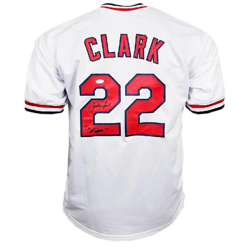 Jack Clark Signed The Ripper Inscription St. Louis White Baseball Jersey (JSA)