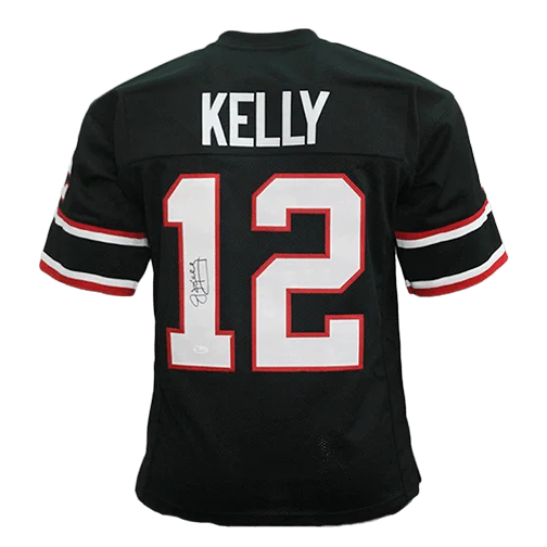 Jim Kelly Gamblers Autographed Football Jersey Black (JSA)