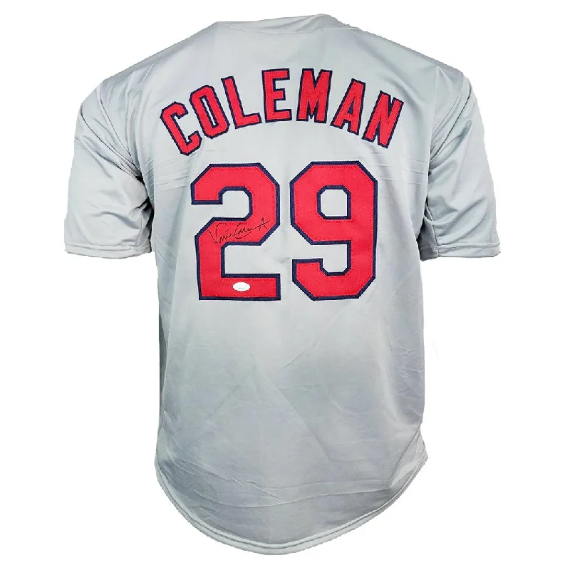 Vince Coleman Signed St. Louis Grey Baseball Jersey (JSA)