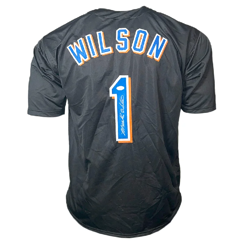 Mookie Wilson Signed New York Black Baseball Jersey (JSA)