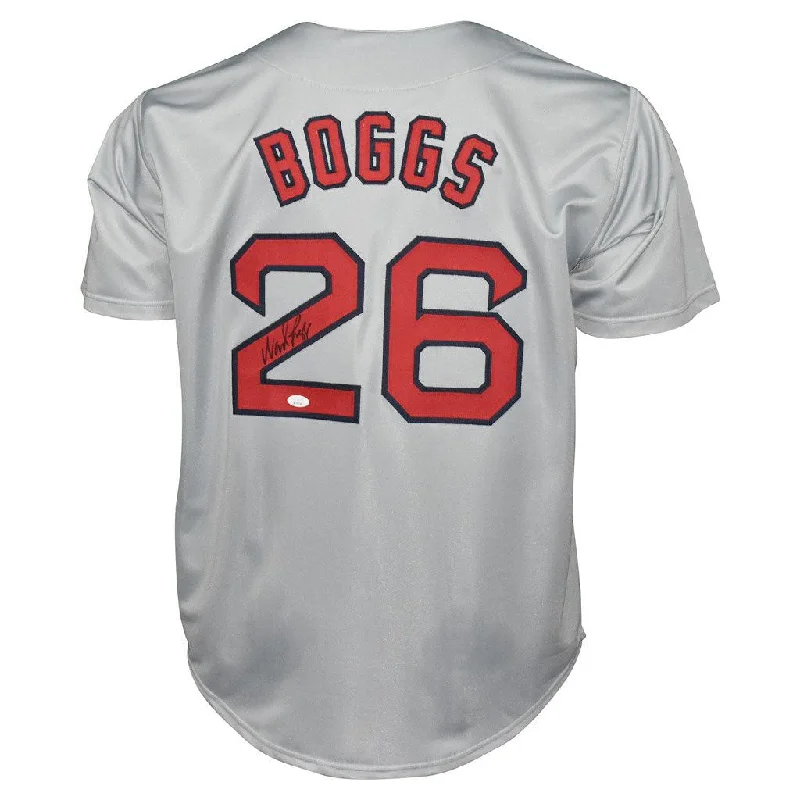 Wade Boggs Autographed Boston Baseball Jersey Grey (JSA)