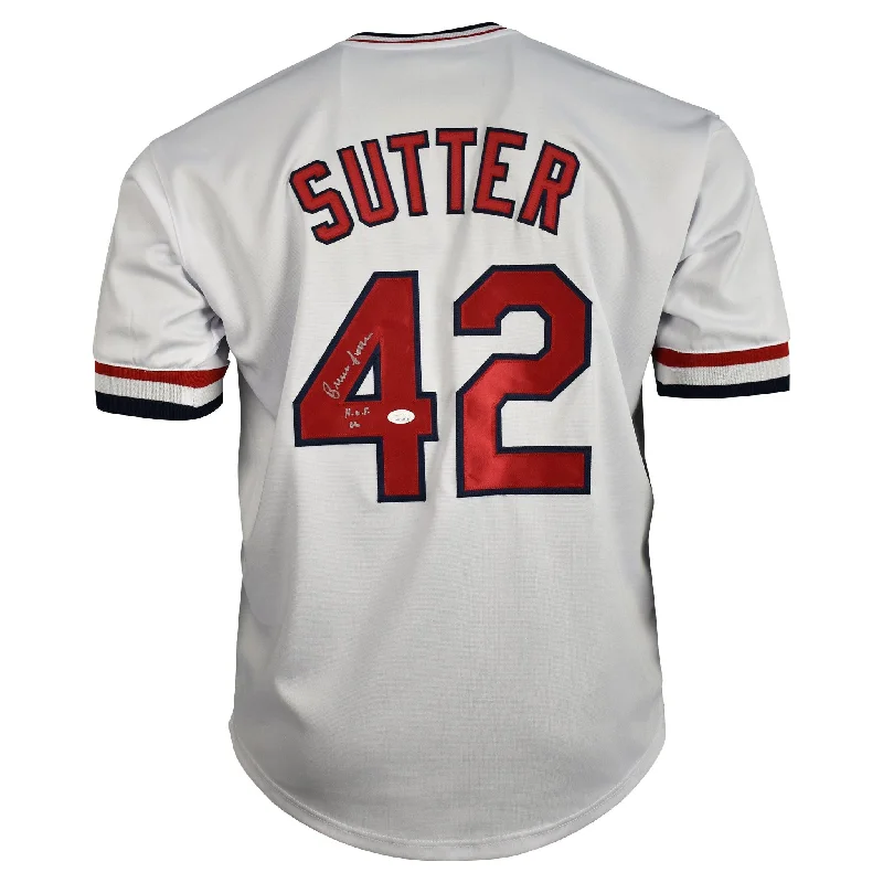 Bruce Sutter Signed St. Louis White Baseball Jersey HOF 06 Inscription (JSA)