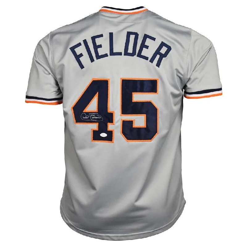 Cecil Fielder Signed Detroit Grey Baseball Jersey (JSA)