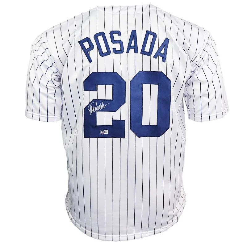 Jorge Posada Signed New York Pinstripe Baseball Jersey (Beckett)