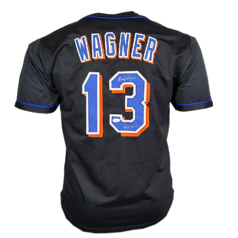 Billy Wagner Signed 422 SVS Inscription New York Black Baseball Jersey (JSA)