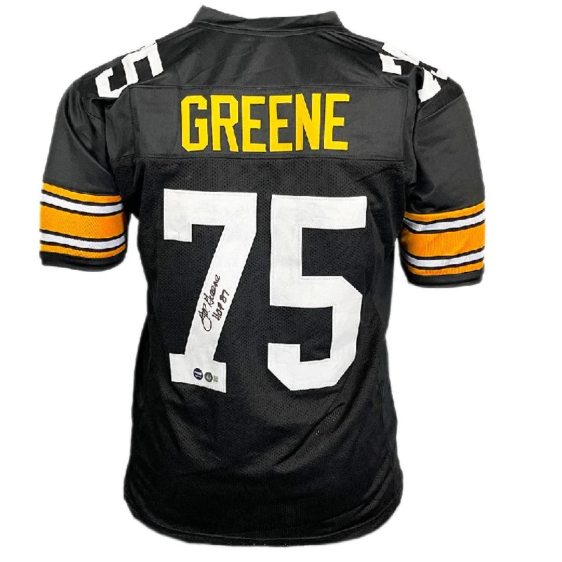 Joe Greene Signed HOF 87 Inscription Pittsburgh Black Football Jersey (JSA)