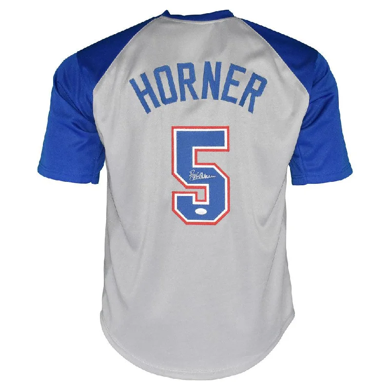 Bob Horner Signed Atlanta Grey Throwback Baseball Jersey (JSA)