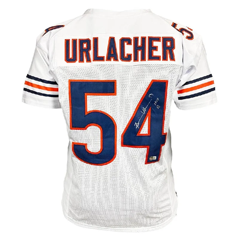 Brian Urlacher Signed HOF 18 Inscription Chicago White Football Jersey (Beckett)