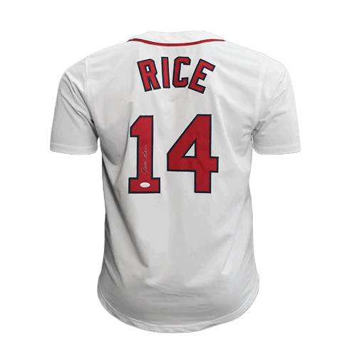 Jim Rice Autographed Boston Pro Style Baseball Throwback Jersey White (JSA)