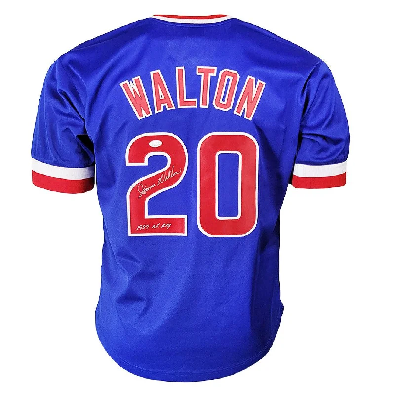 Jerome Walton Signed 1989 NL ROY Inscription Chicago Royal Blue Baseball Jersey (JSA)