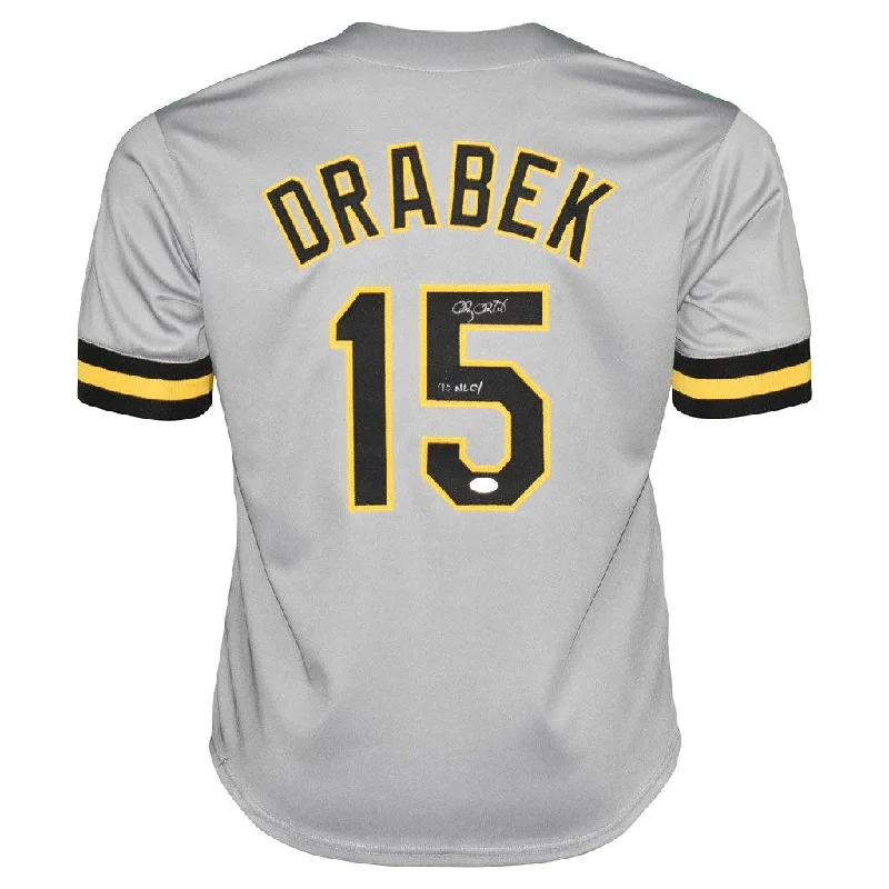 Doug Drabek Signed 90 NL CY Inscription Pittsburgh Grey Baseball Jersey (JSA)