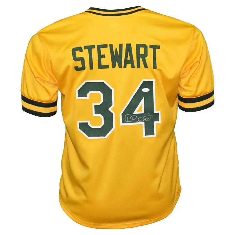 Dave Stewart Signed Oakland Yellow Baseball Jersey (JSA)