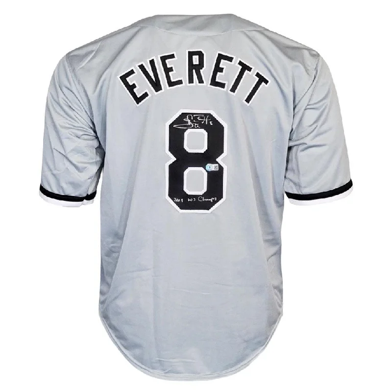 Carl Everett Signed 2005 WS Champs Inscription Chicago Grey Baseball Jersey (Beckett)