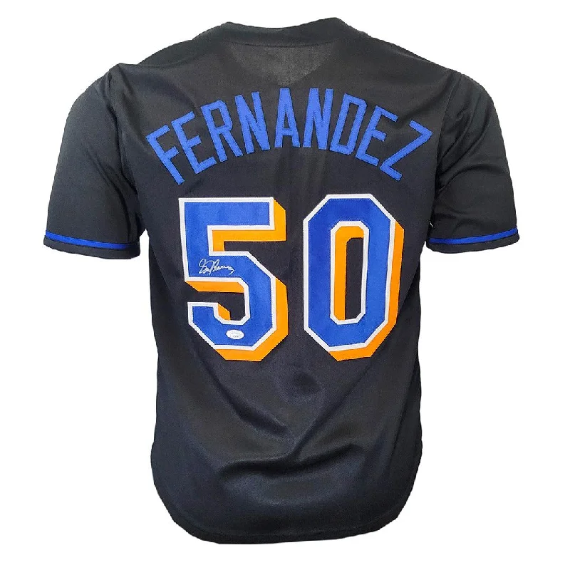 Sid Fernandez Signed New York Black Baseball Jersey (JSA)