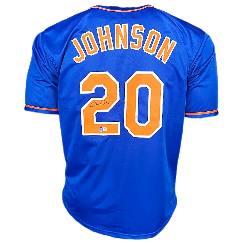 Howard Johnson Signed New York Blue Baseball Jersey (JSA)