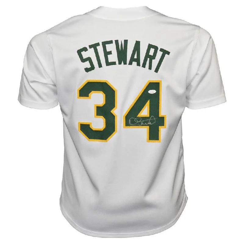 Dave Stewart Signed Oakland White Baseball Jersey (JSA)