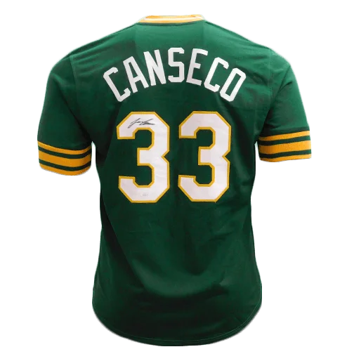 Jose Canseco Autographed Pro Style Green Baseball Jersey (JSA)