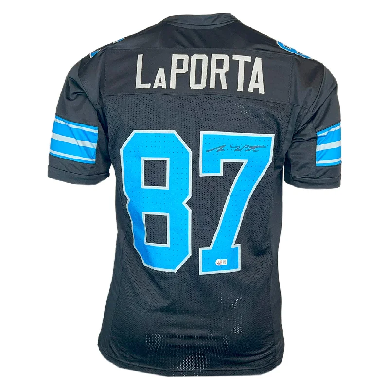 Sam LaPorta Signed Detroit Black Football Jersey (Beckett)