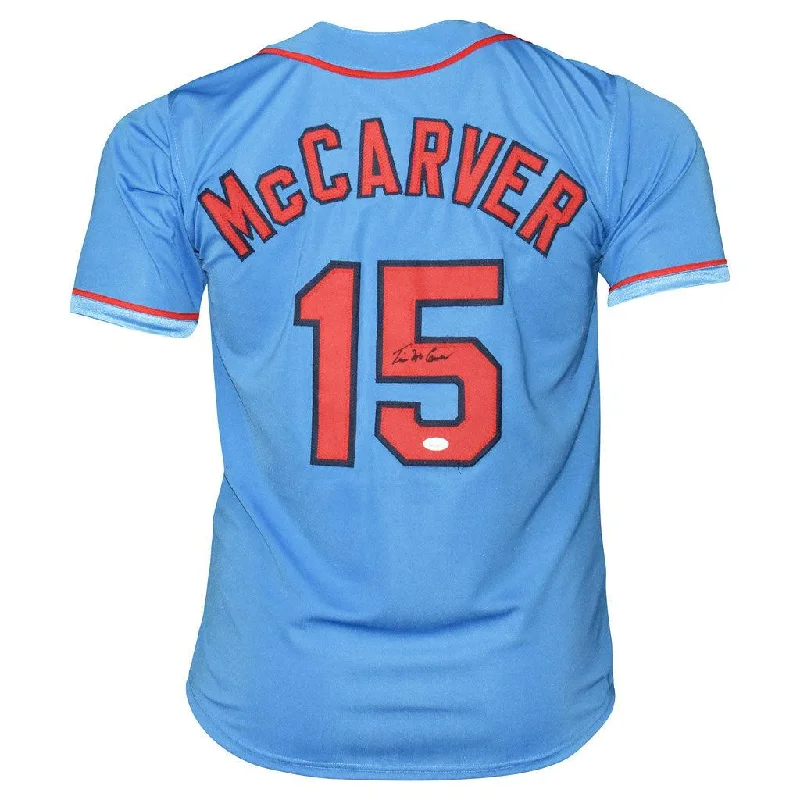 Tim McCarver Signed St Louis Blue Baseball Jersey (JSA)