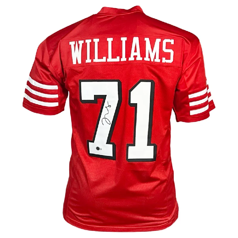 Trent Williams Signed San Francisco Red Shadow Number Football Jersey (Beckett)