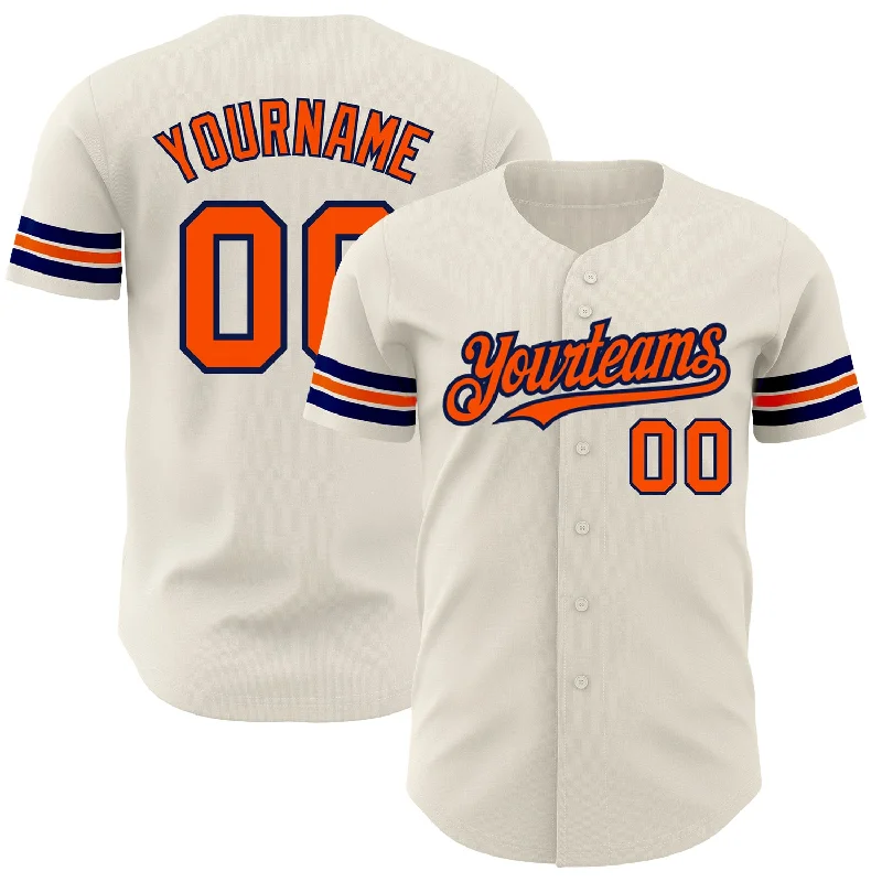 Custom Cream Orange-Navy Authentic Baseball Jersey