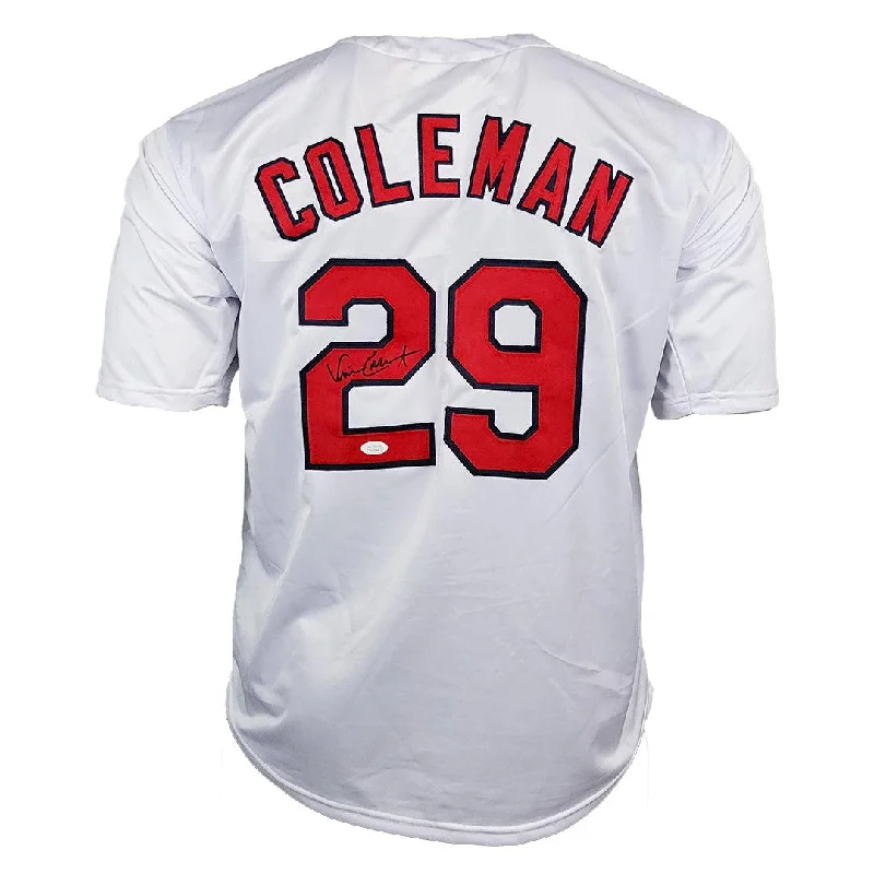 Vince Coleman Signed St Louis White Baseball Jersey (JSA)