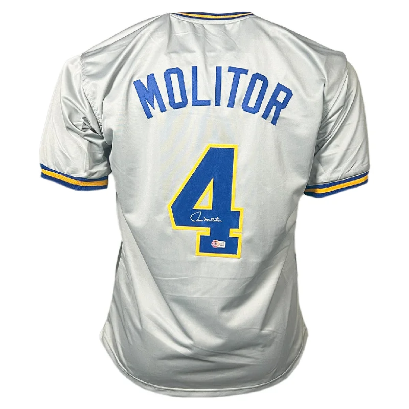 Paul Molitor Signed Milwaukee Grey Baseball Jersey (Beckett)