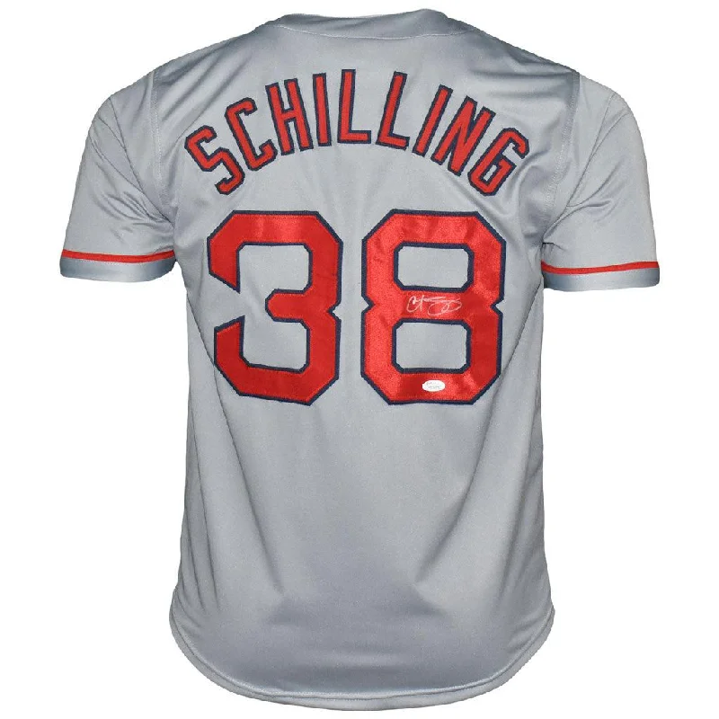 Curt Schilling Signed Boston Grey Baseball Jersey (JSA)