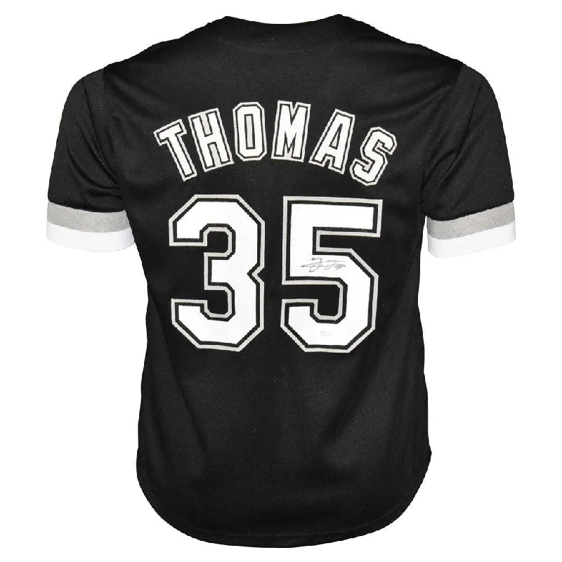 Frank Thomas Signed Chicago Black Baseball Jersey (Beckett )